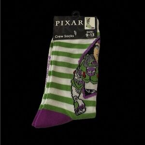 Disney Pixar Buzz Lightyear Green and Purple Crew Socks